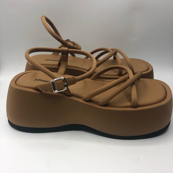 Jeffrey Campbell Glow-Up Platform Wedge Sandal - Dark Natural Neoprene Size 10 - Picture 2 of 7
